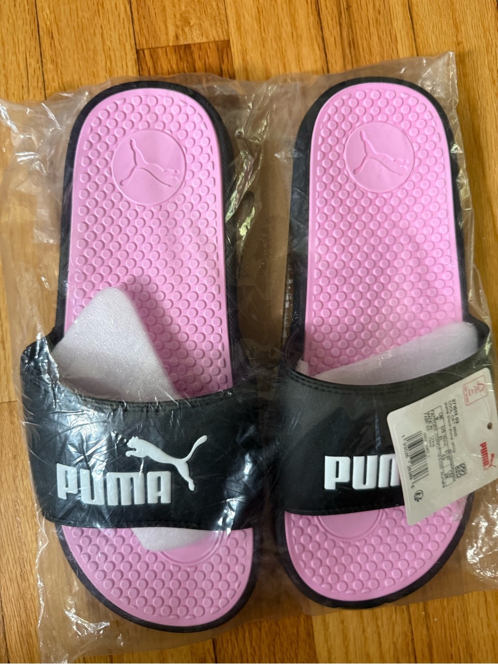 New puma slides size 11 pink and black